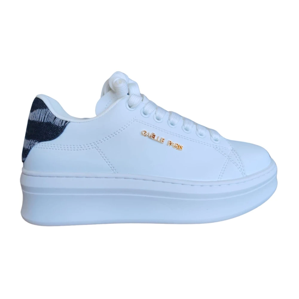Gaëlle Paris White Sneakers, Female, 7 Uk, And Dark Denim Leather Trainers