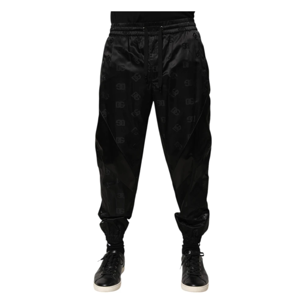 Dolce & Gabbana Men's Black Sweatpants, L, Logo Dg Print Jogger Trousers