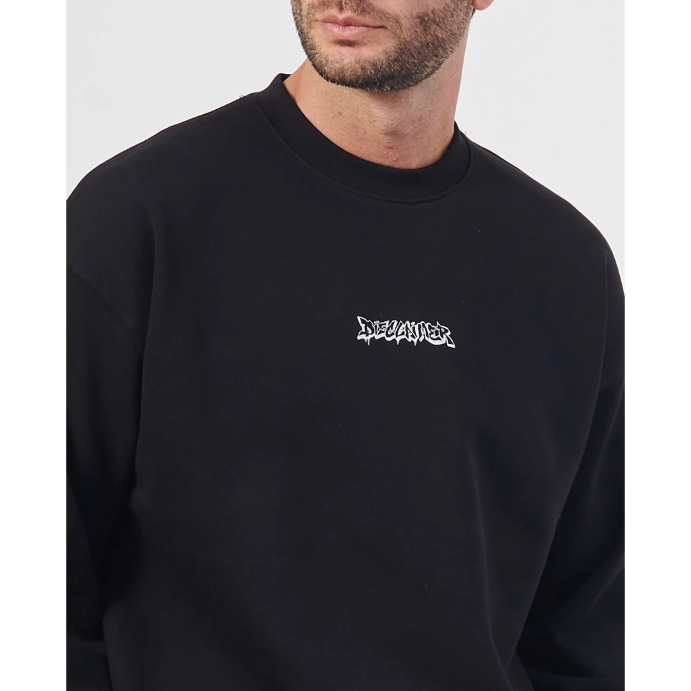 Disclaimer Zwarte Crewneck Lange Mouw Logo Sweatshirt Black Heren