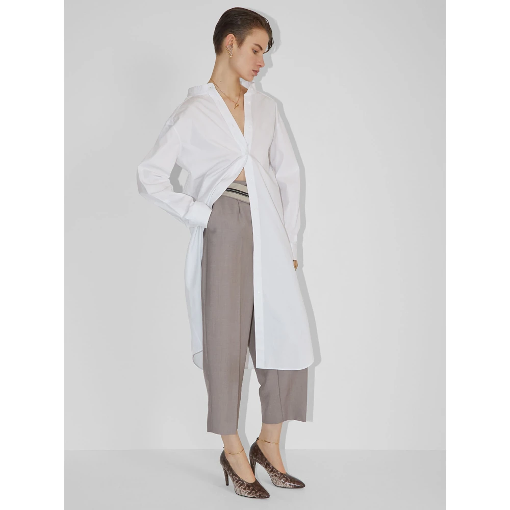 Fendi Witte Katoenen Jurk met Mandarin Kraag White Dames