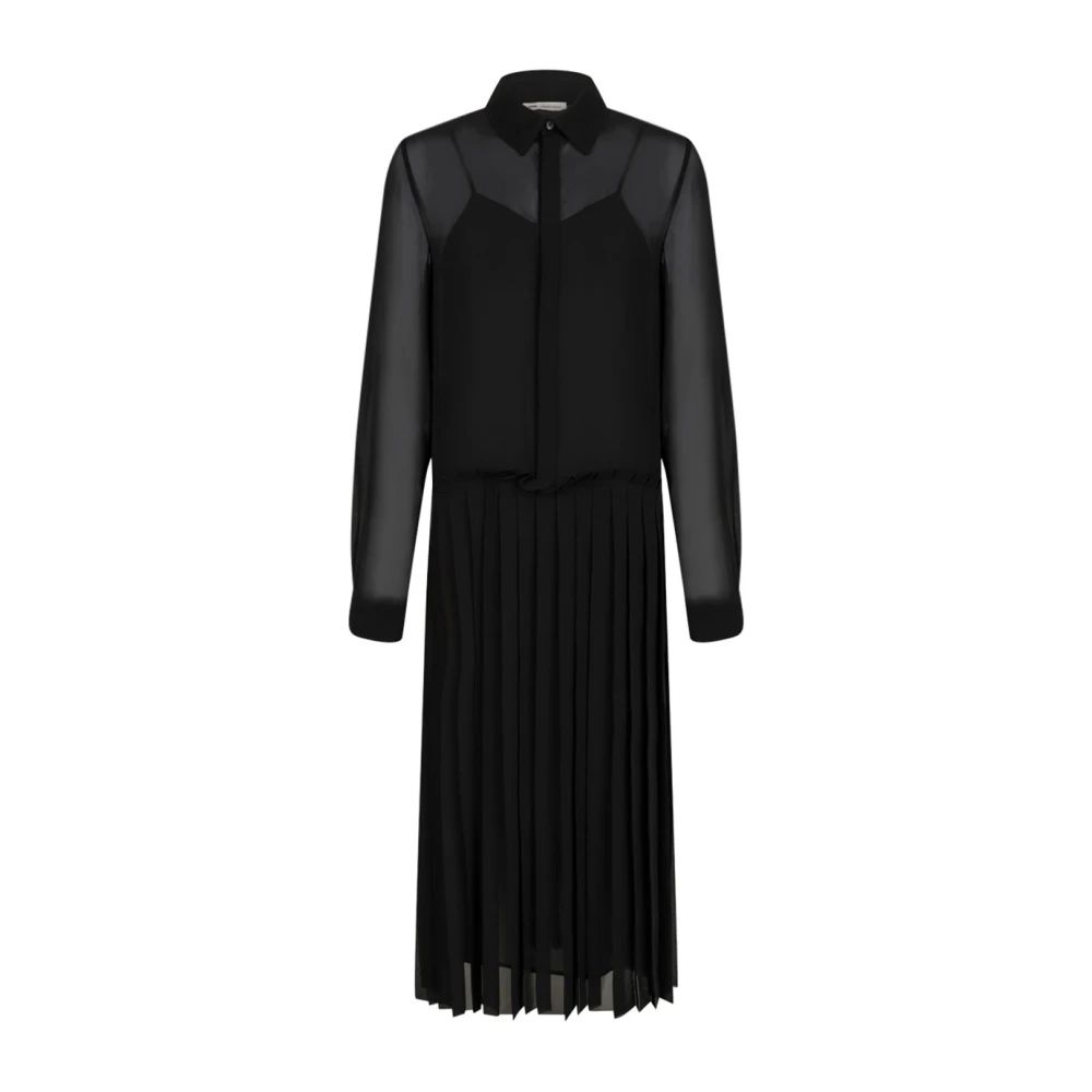 Ami Paris Women's Black Pleated Midi Dress - Shirt Dresses - Xs - Dresses
