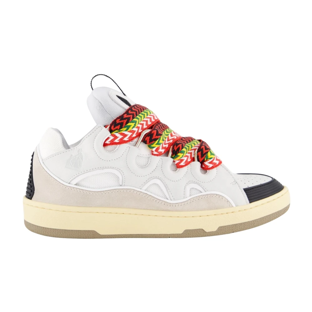 Lanvin Men's White Sneakers, 8 Uk, Curb Trainers For