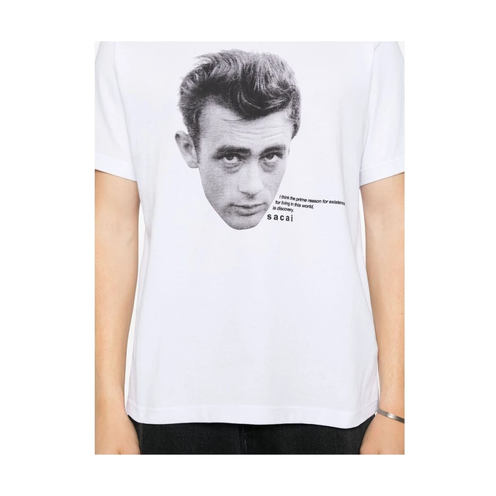 Sacai Witte Crew Neck Korte Mouwen T-shirt White Heren