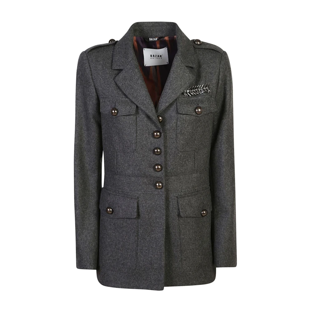 Bazar deluxe Groene jassen met opstaande revers Gray Dames