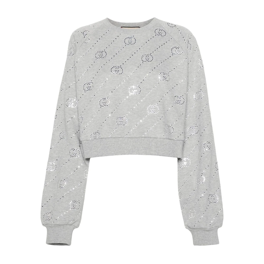Gucci Grijze Kristal Monogram Sweatshirt Gray Dames
