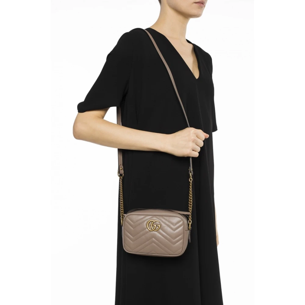 Gucci GG Marmont Matelassé Mini Shoulder Tas Beige Dames