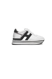 Sneakers Midi H222 in pelle metallizzata grigio argento