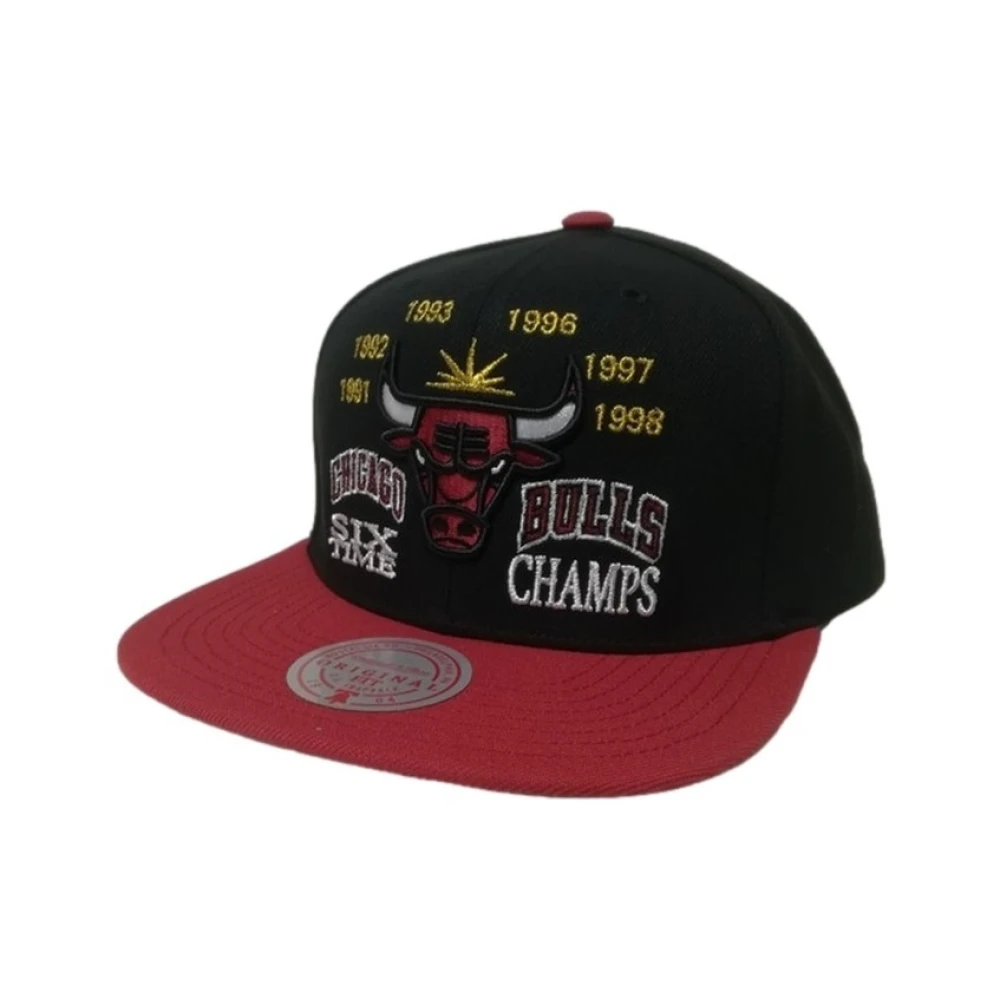 Mitchell & Ness Zwarte Bulls Champ Snapback Hoed Black Heren