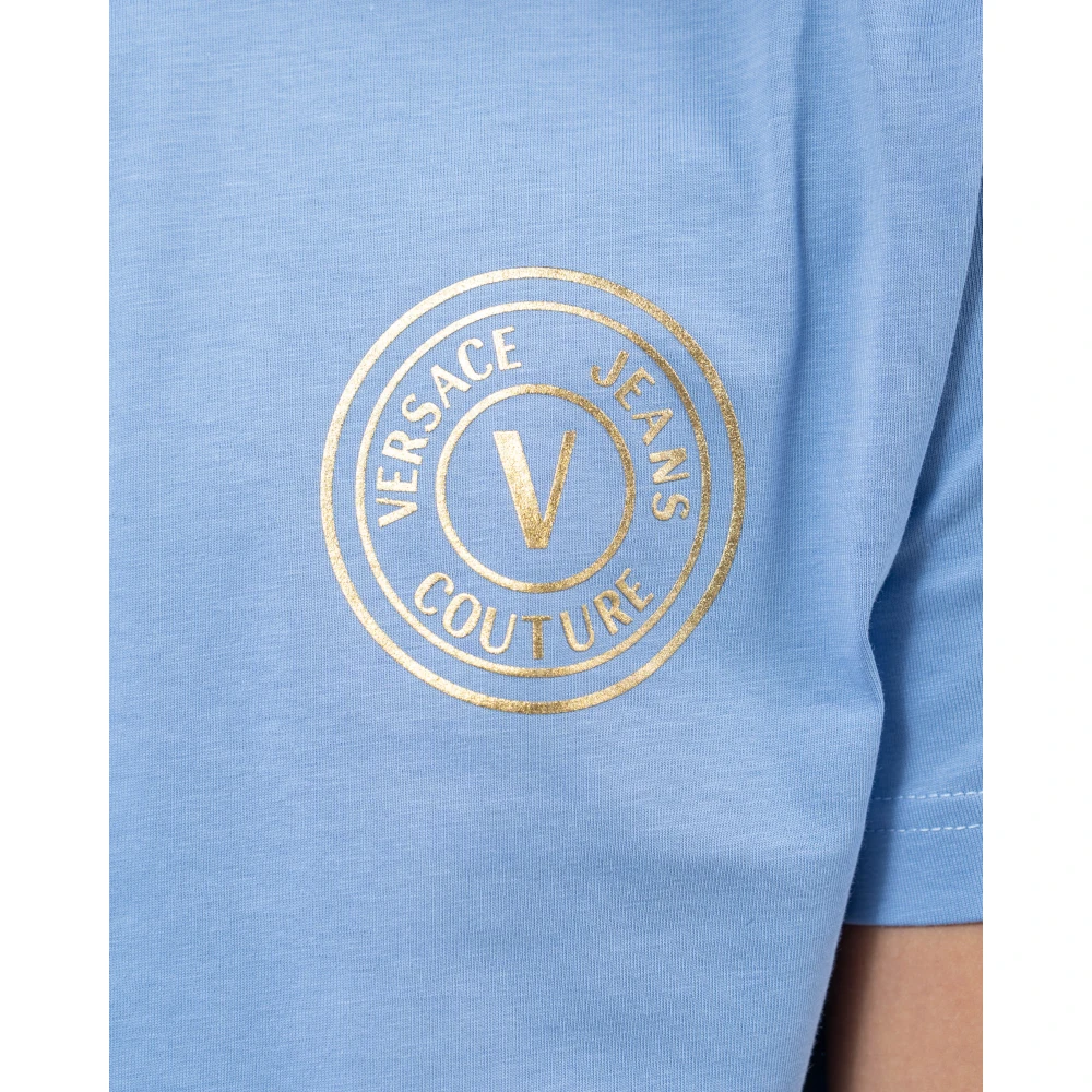 Versace Jeans Couture Grafisch Bedrukt T-Shirt Blue Heren
