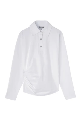 Tung stretchjersey med draperad pikétröja
