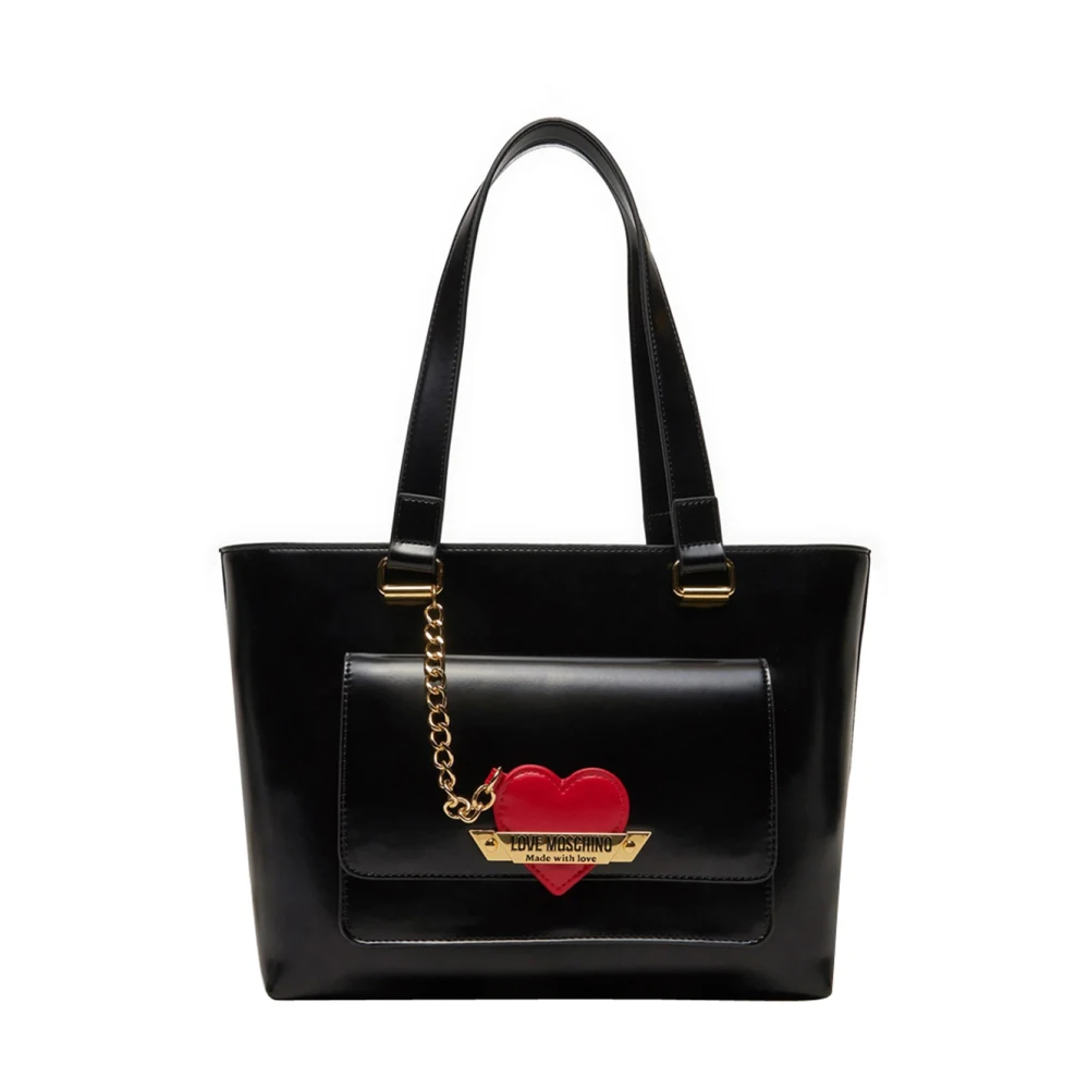Love Moschino Zwarte Shopper Tas met Ritssluiting Black Dames
