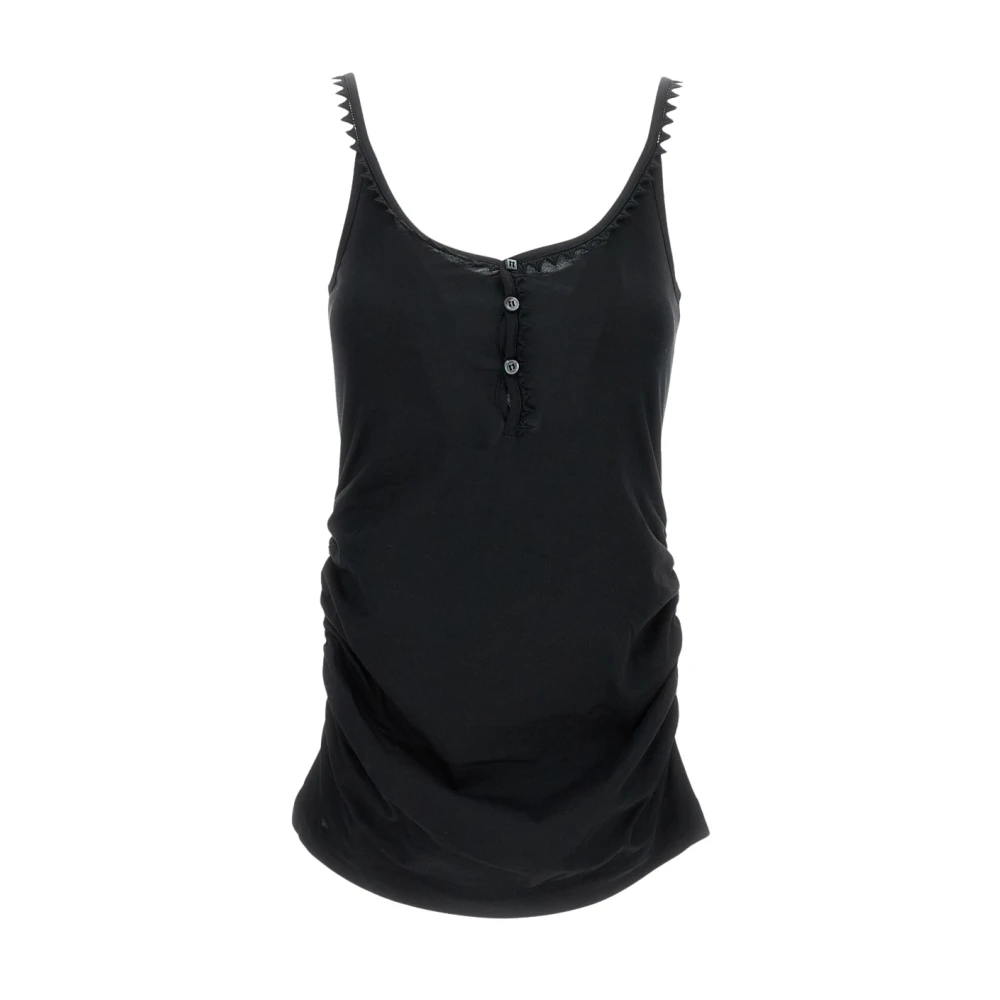 Jacquemus Black Round Neck Draped Top - Female - Maternity Tops - Xs - Maternity