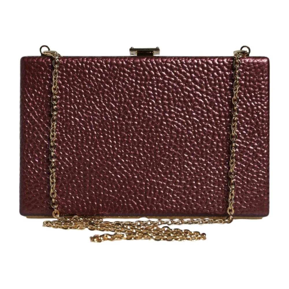 Dolce & Gabbana Maroon Leren Crossbody Clutch Tas Brown Dames
