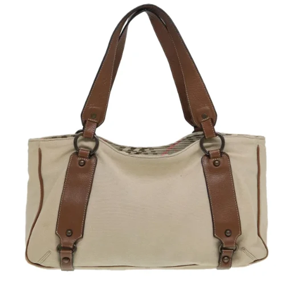 Burberry Vintage Pre-owned Canvas shoulder-bags Beige Dames