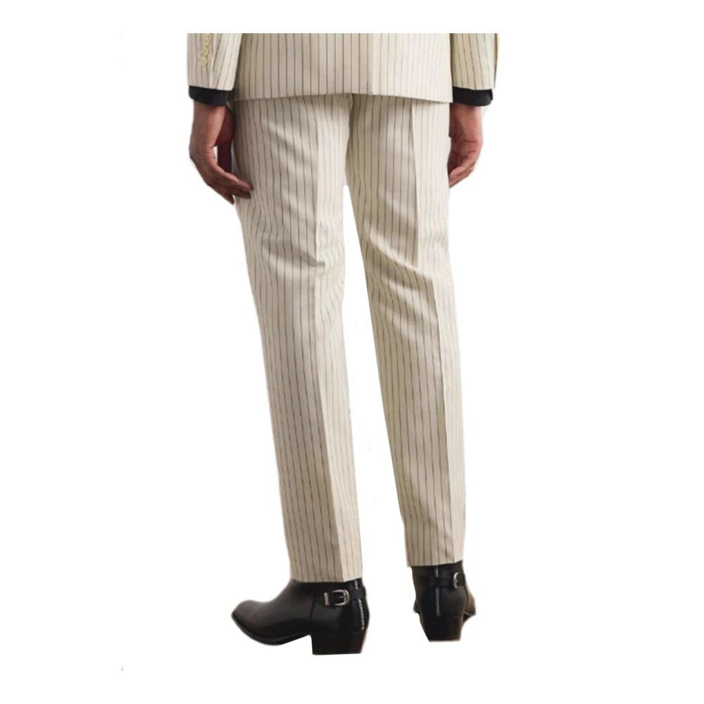 Celine Gestreepte Wollen Flared Broek Beige Heren