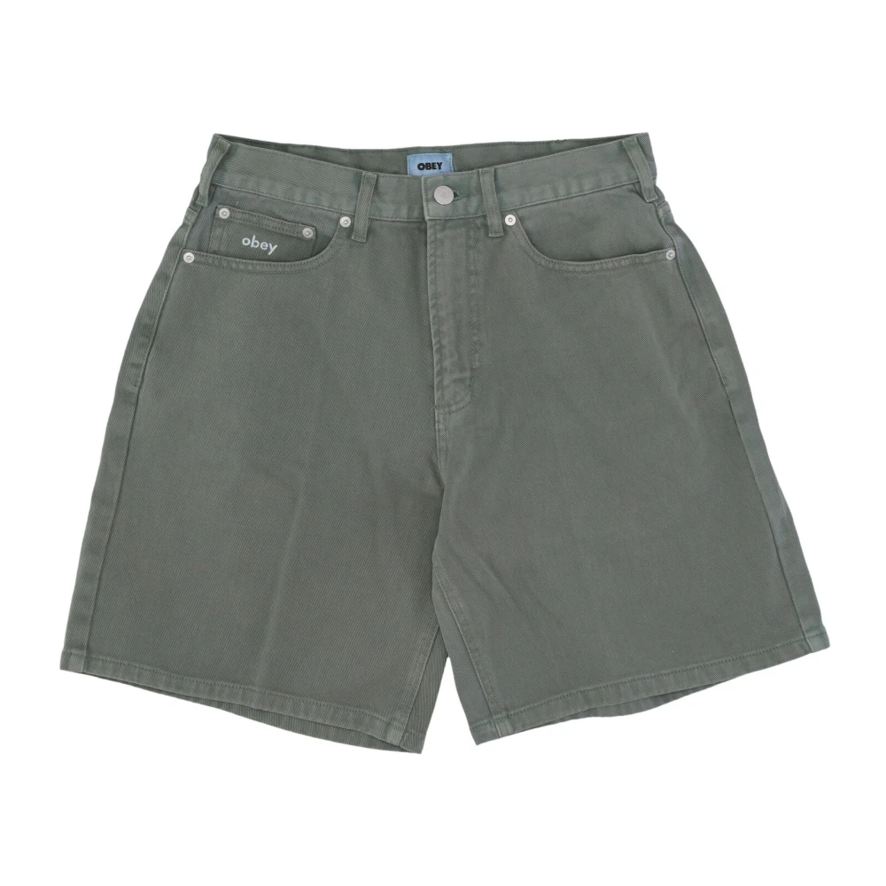 Obey Baggy Denim Short Heren Jeans Gray Heren