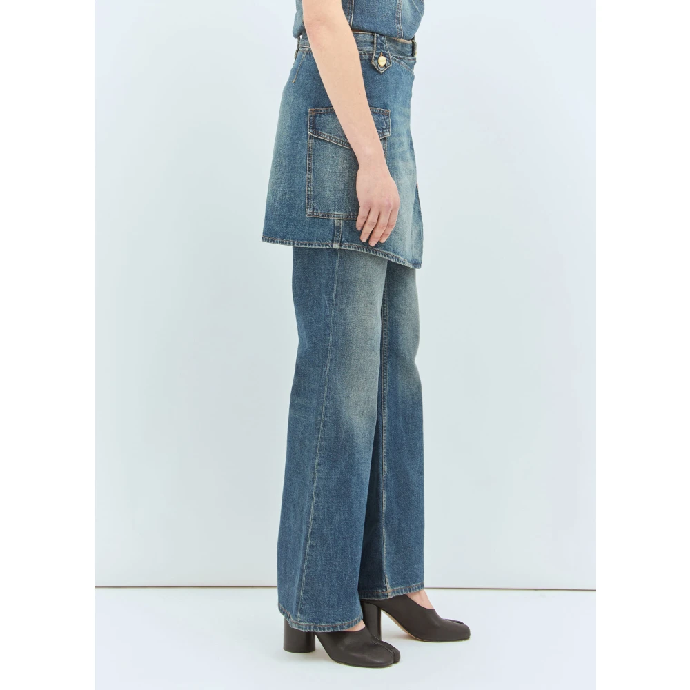 Ganni Afneembare Rok Flared Jeans Blue Dames