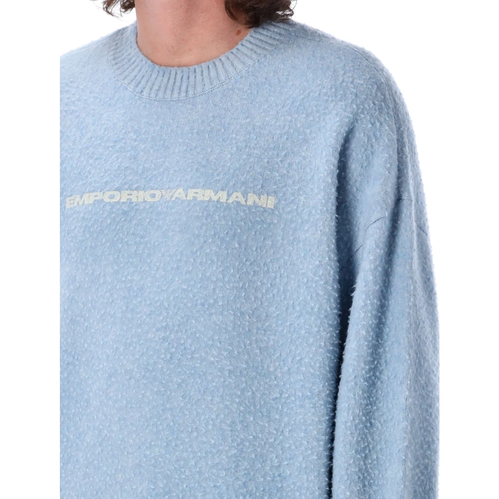 Emporio Armani Lichtblauwe Logo Gebreide Kleding Aw24 Blue Heren