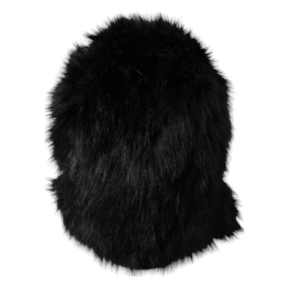 Dolce & Gabbana Zwarte Nepbont Wrap Hoed Black Dames