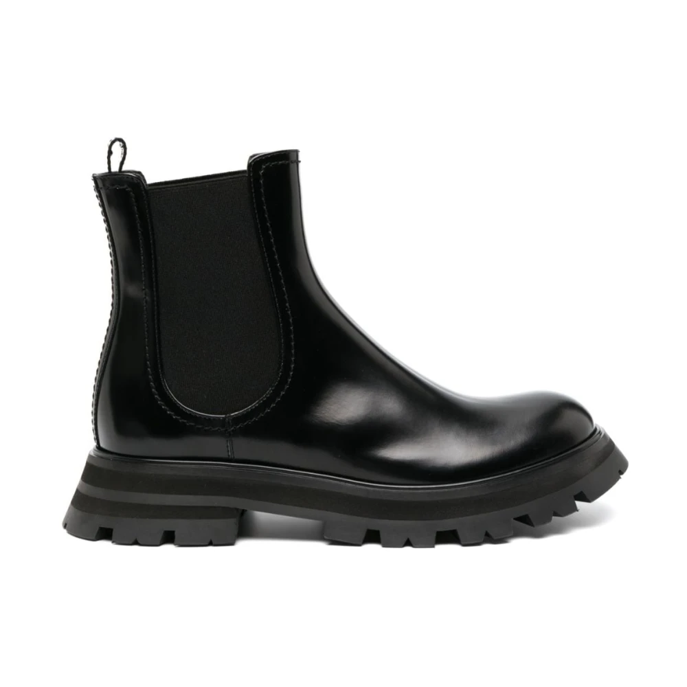 Alexander mcqueen Stijlvolle Leren Chelsea Laarzen Black Dames
