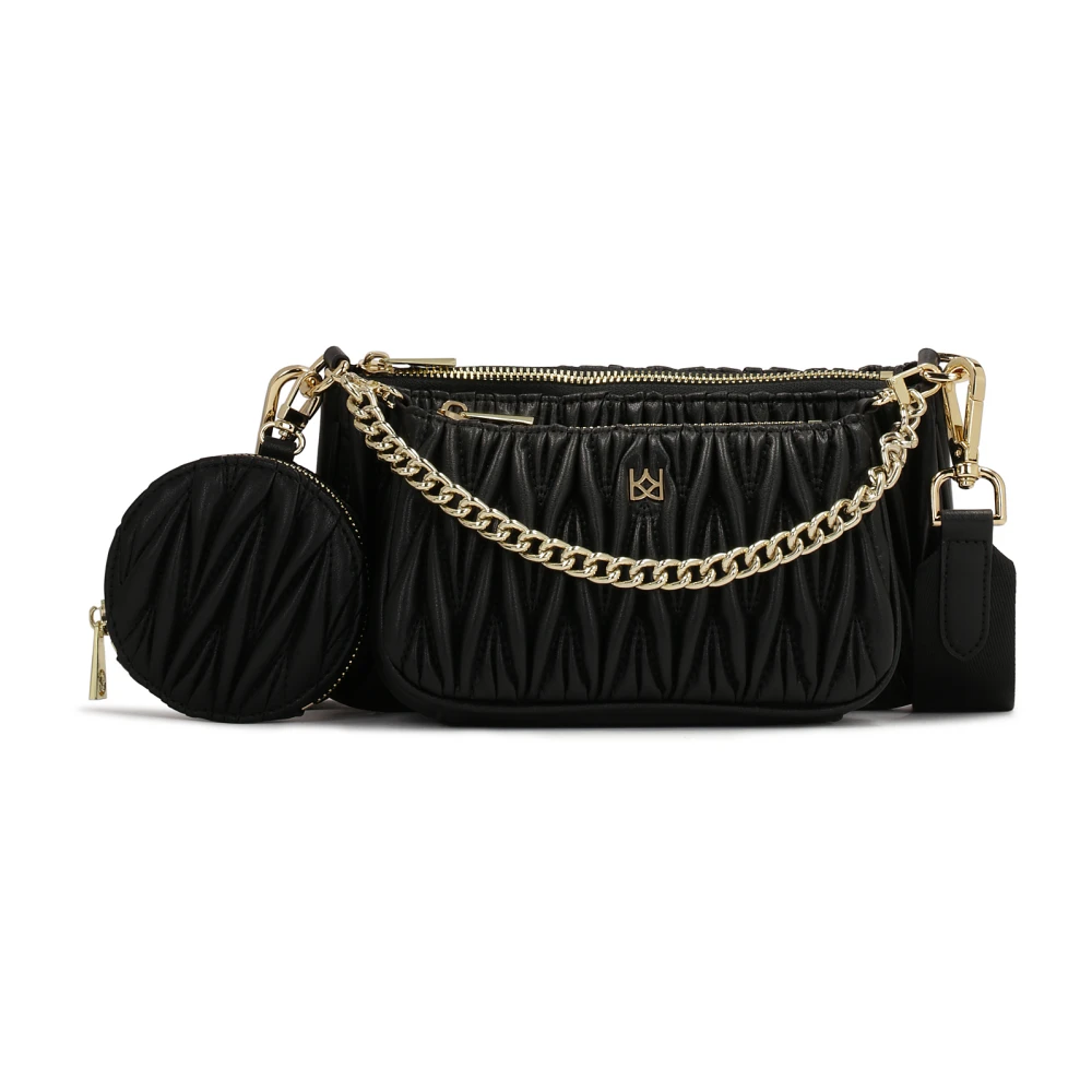 Kazar Zwarte driestuks handtas met een opvallend patroon Black Dames