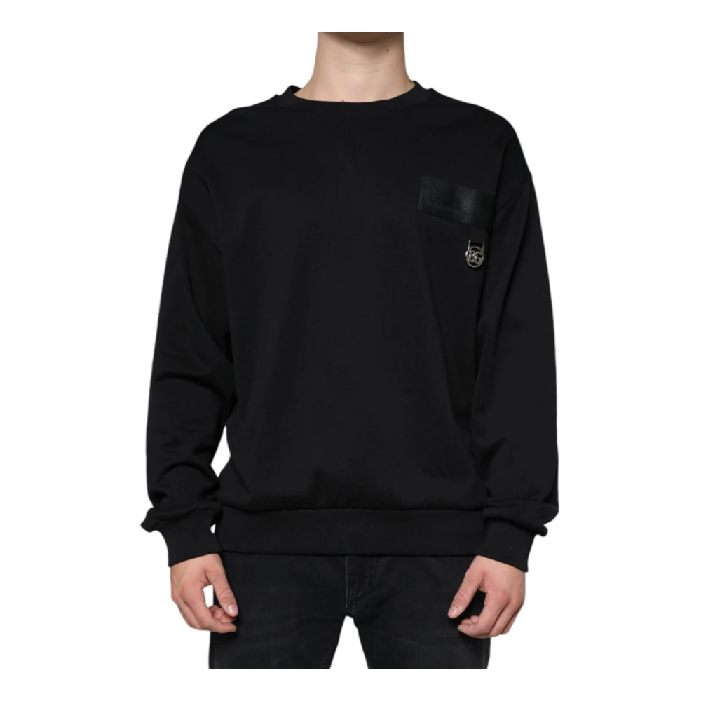 Dolce & Gabbana Zwart Katoenen Logo Sweatshirt Black Heren