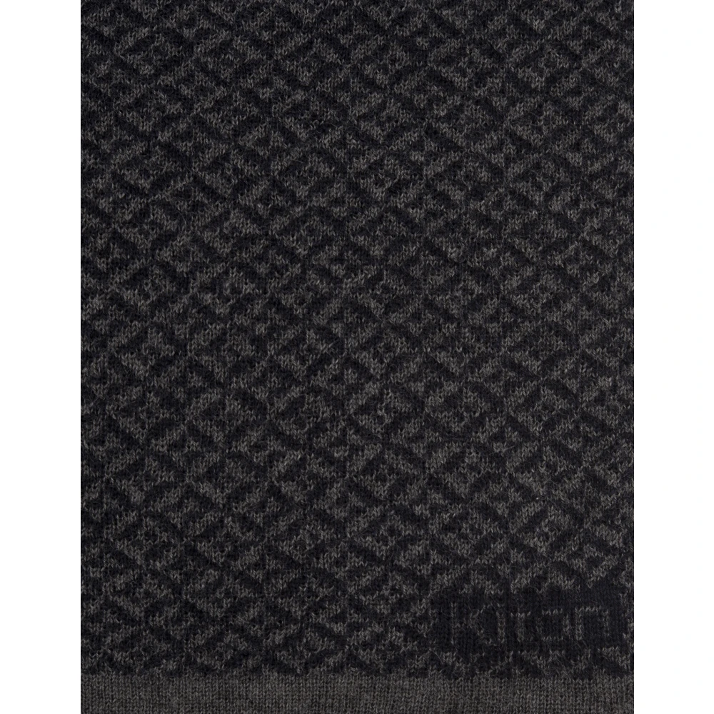 Kiton Blauwe Kasjmier Geometrische Sjaal Blue Heren