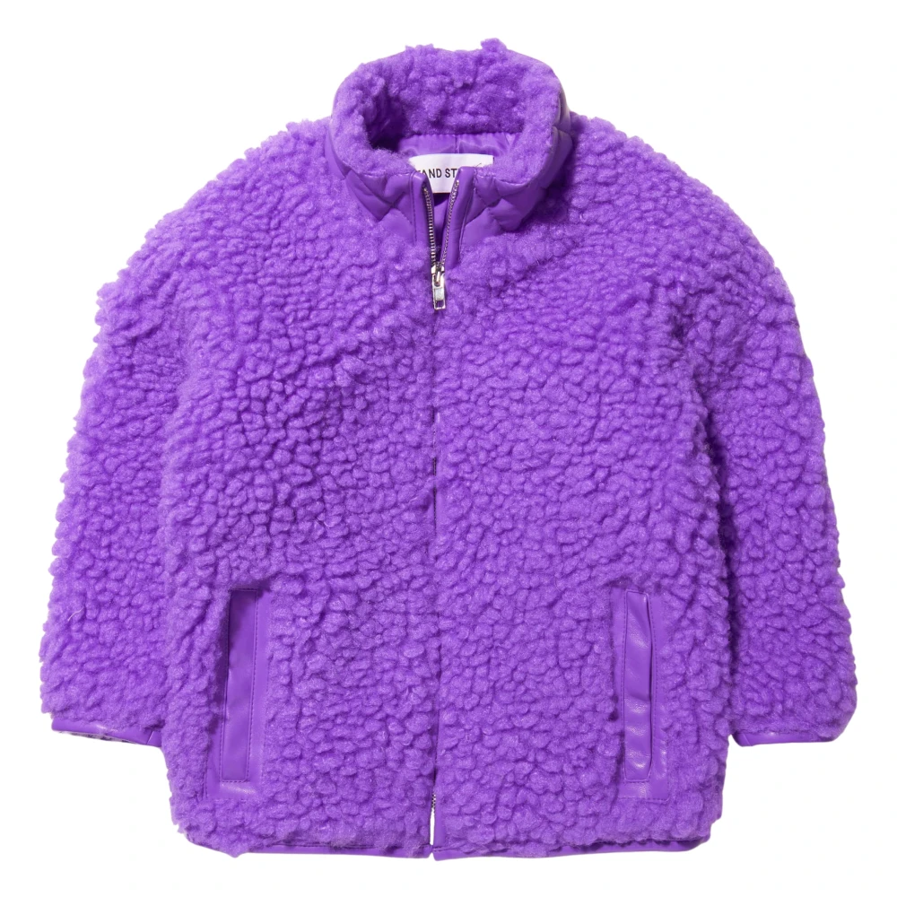 Stand Studio Girls Purple Faux Fur Azalea Mini Jacket