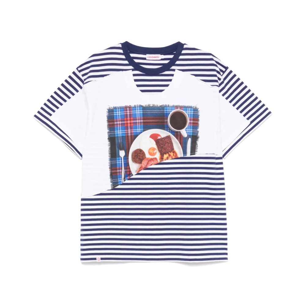 Loverboy by Charles Jeffrey Navy Blauw Gestreept T-shirt met Zak Blue Heren