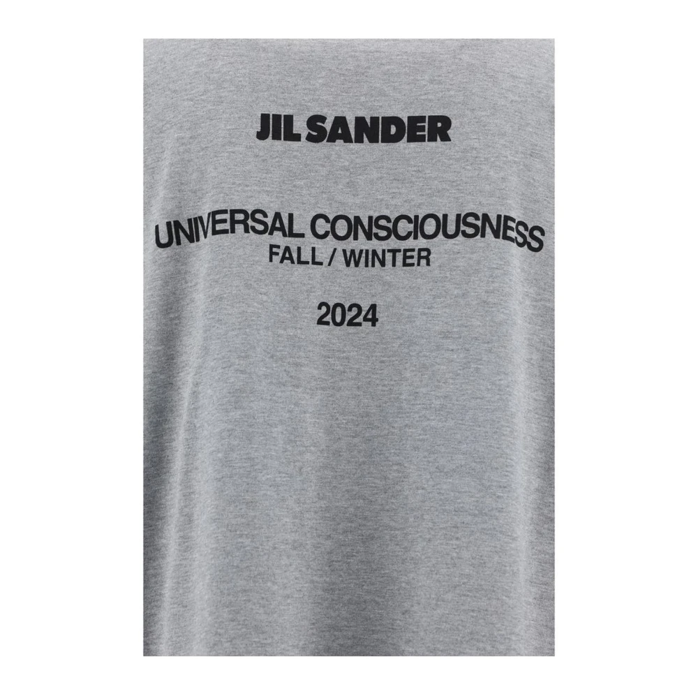 Jil Sander Monochrome Geribbelde Crew Neck T-shirt Gray Heren