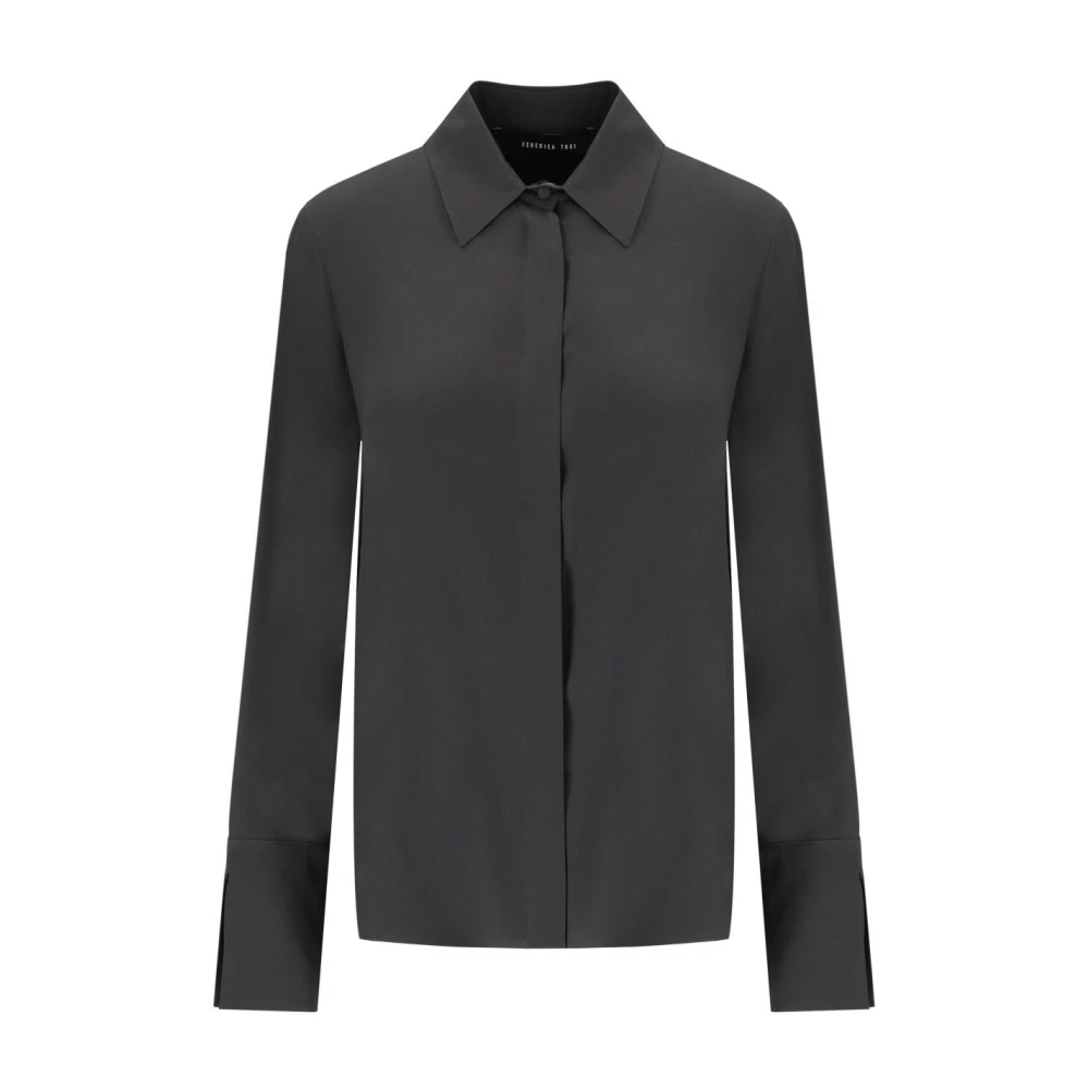 Federica Tosi Donkergrijze Zijden Oversized Shirt Gray Dames