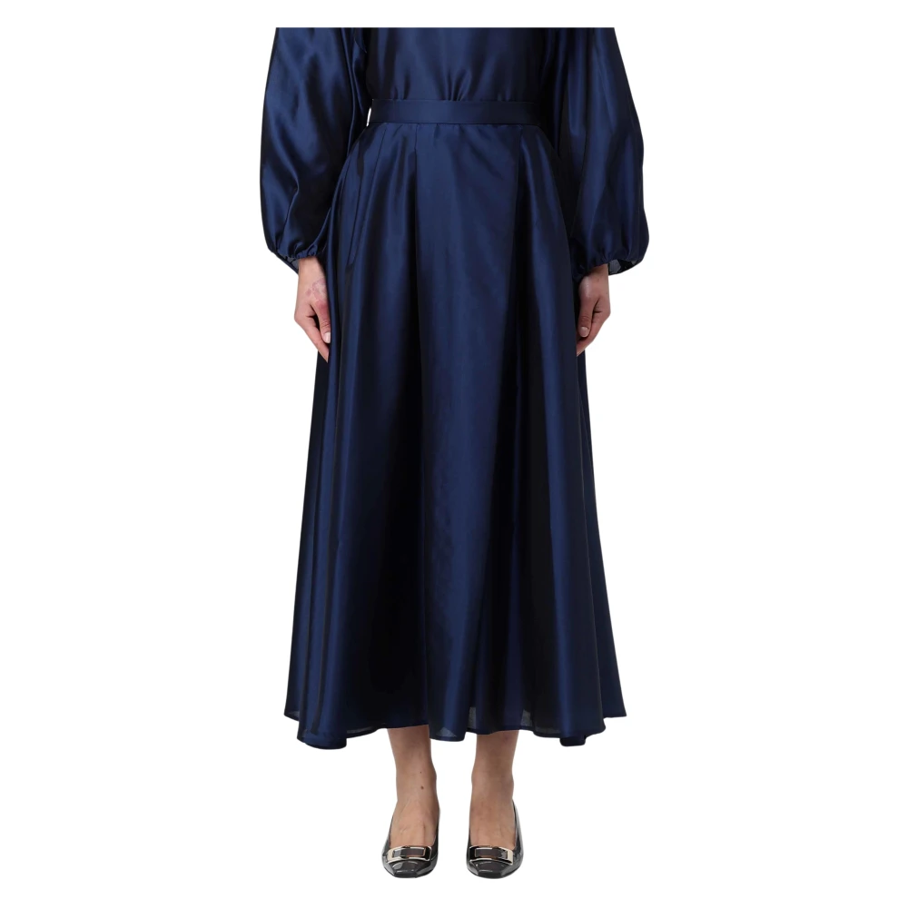 Emporio Armani Women's Blue Maxi Skirts, S, Elegant A-Line Skirt