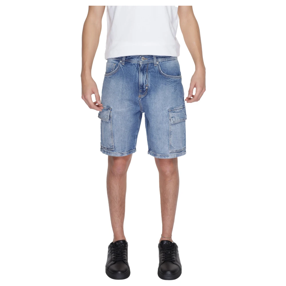 Antony Morato Blauwe Katoenen Shorts met Versleten Effect Blue Heren