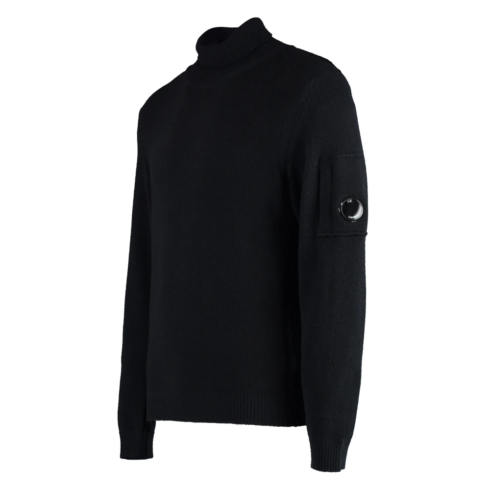 C.P. Company Geribbelde coltrui met lensdetail Black Heren