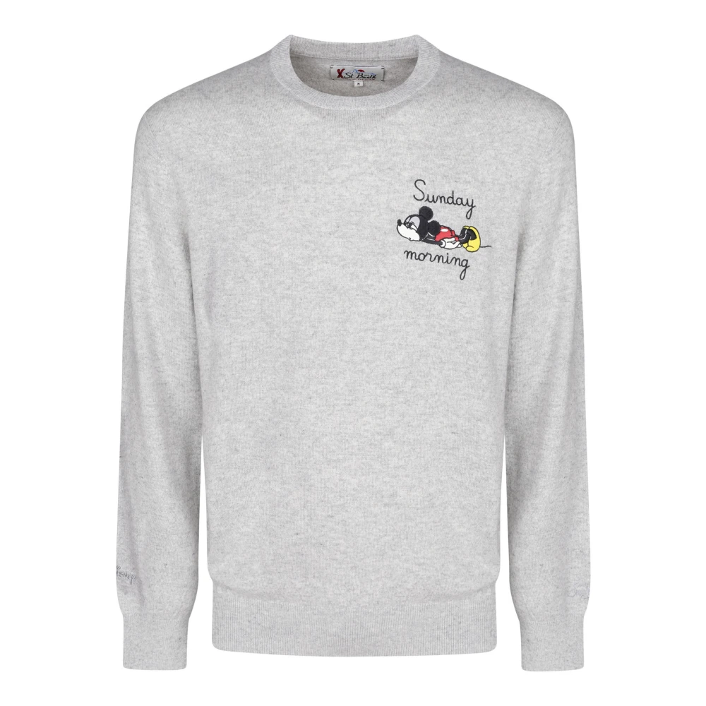 MC2 Saint Barth Geribbelde crew neck wollen trui Gray Heren