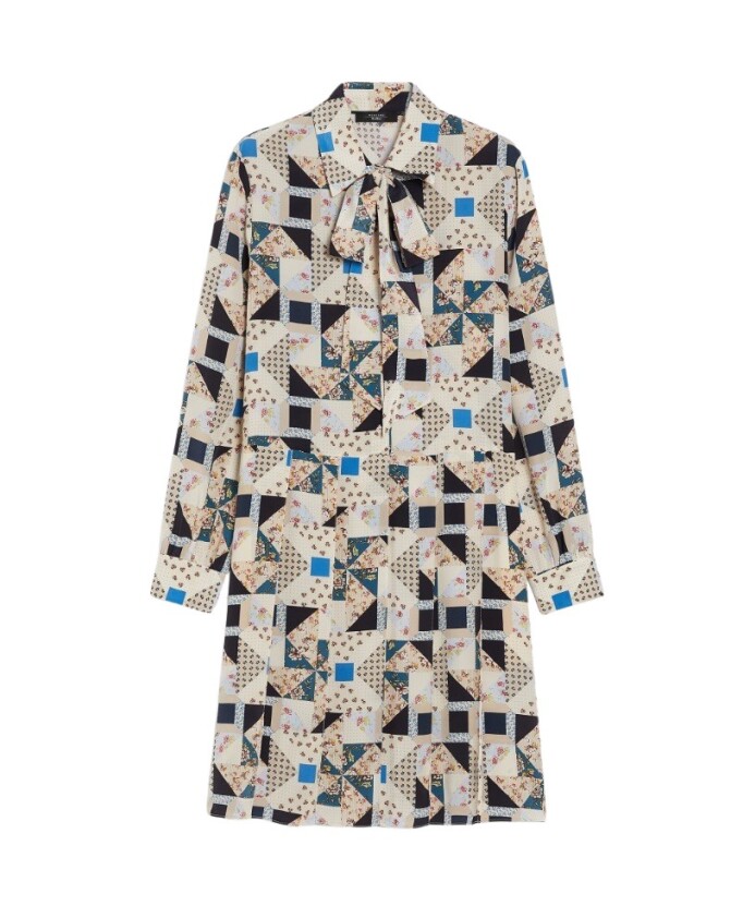 robe-chemise-en-soie-avec-jupe-plissee