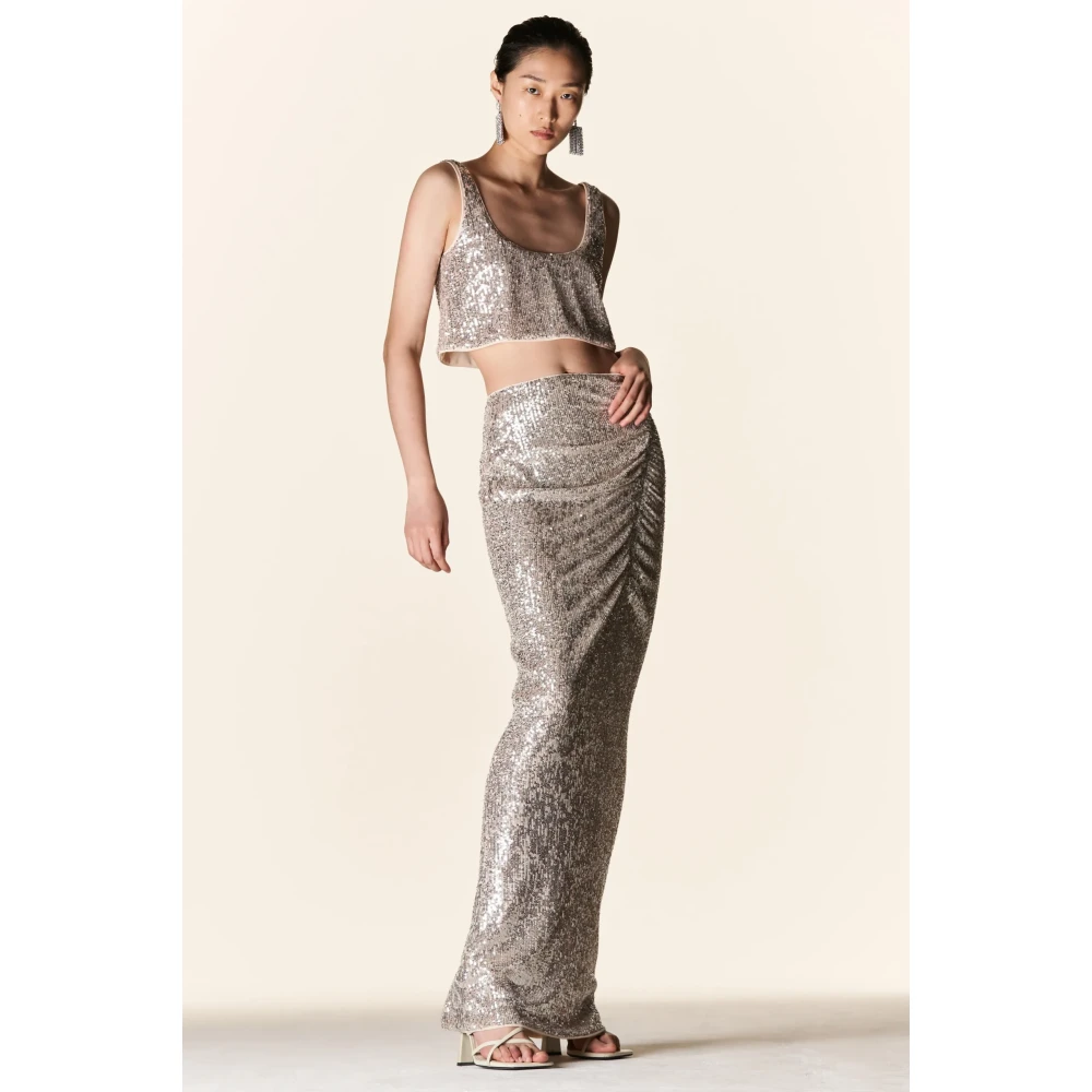 Self Portrait Maxi-rok met pailletten Gray Dames