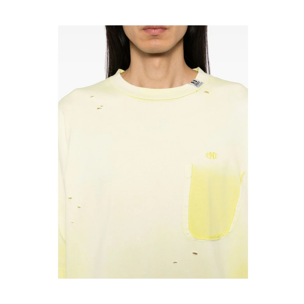 Mihara Yasuhiro Citroengele Geborduurde Logo T-shirt Yellow Heren