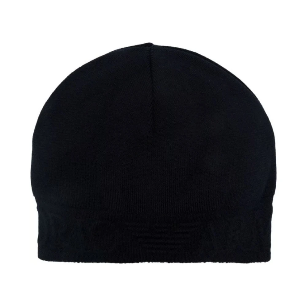 Emporio Armani Marineblauwe Wol Logo Beanie Blue Heren