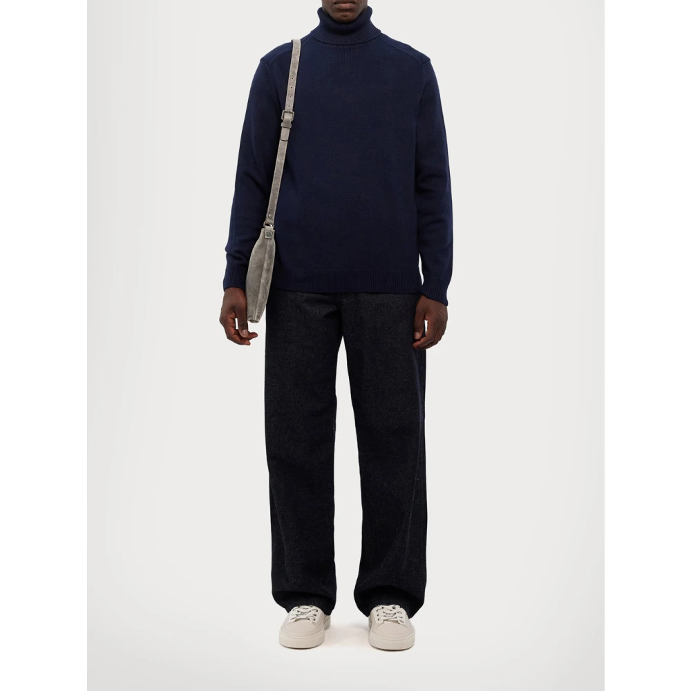Emporio Armani Blauwe Wolmix Dolcevita Jurk Blue Heren