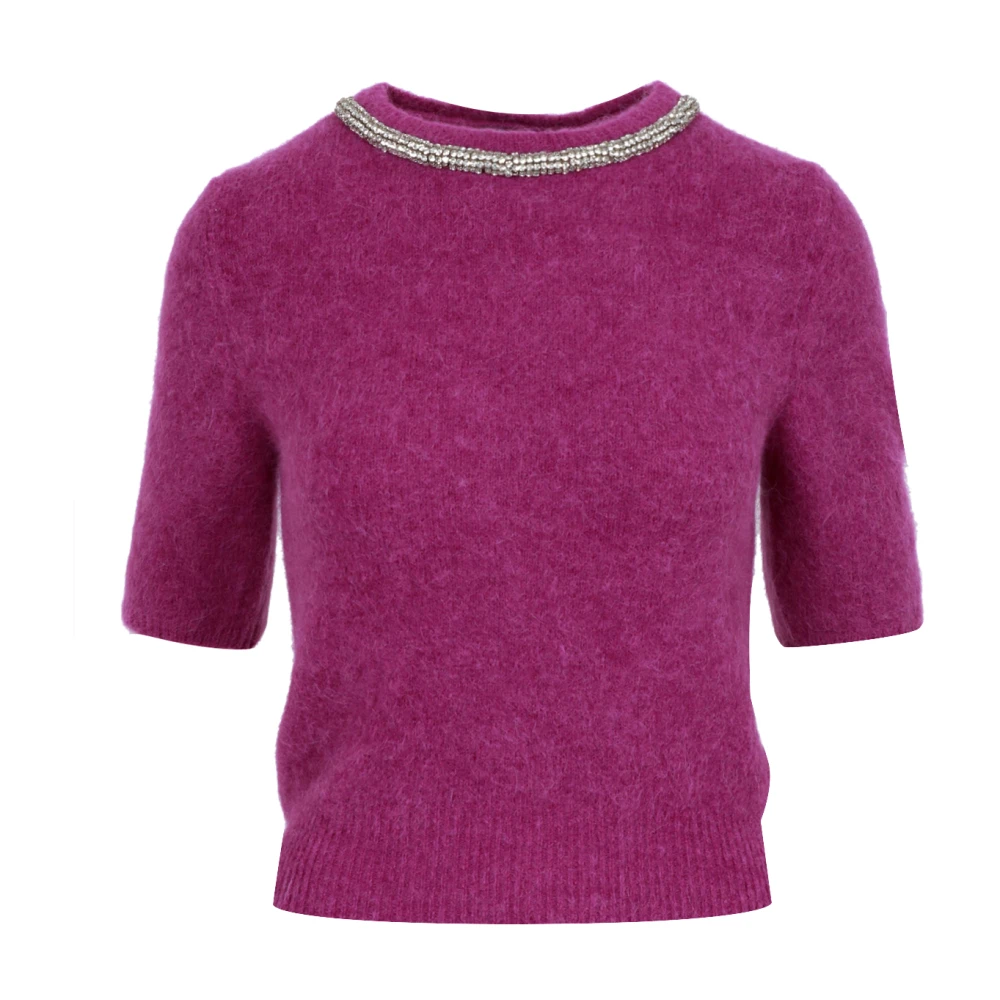 Simona Corsellini Trui met strass trekkoord in de halslijn Pink Dames