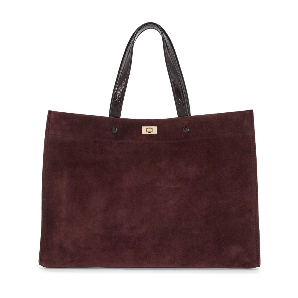 Anya Hindmarch Suède & Lakleren Tote Tas Purple Dames