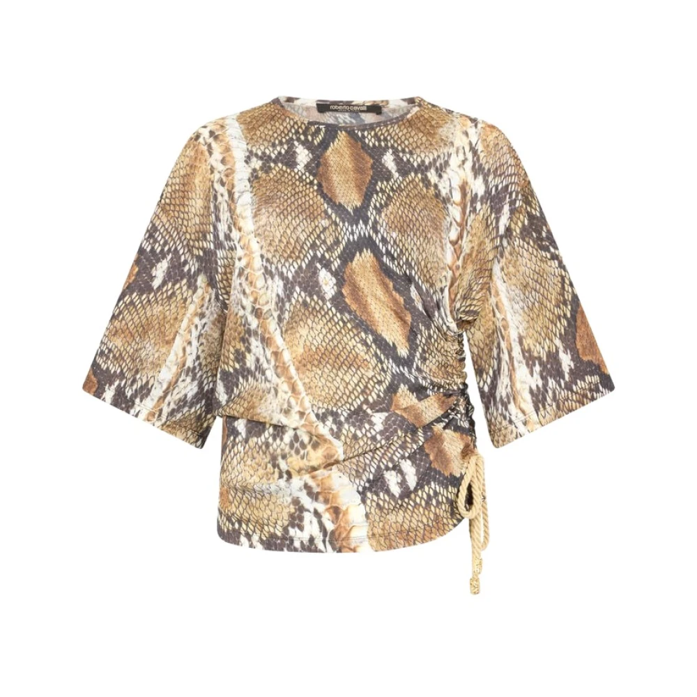 Roberto Cavalli Women's Multicolor T-Shirts, S, Animalier Print T-Shirt