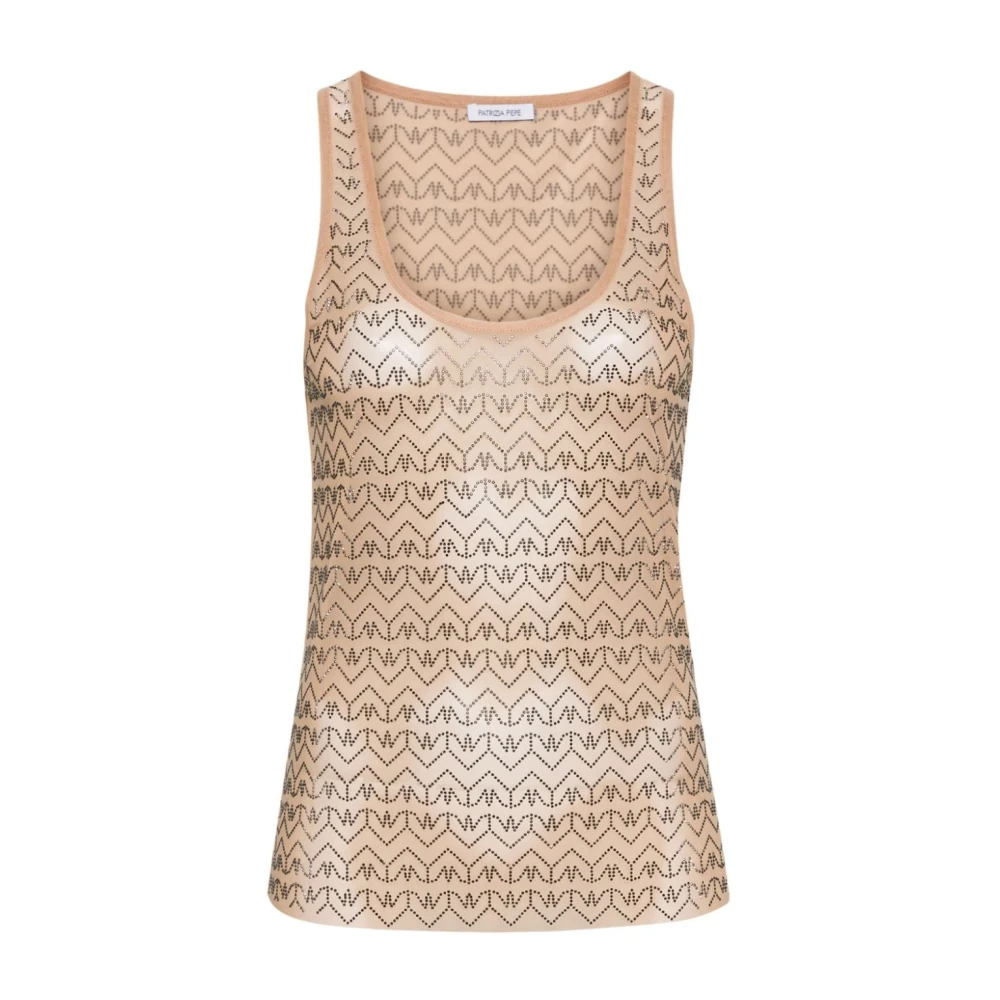 PATRIZIA PEPE Witte T-shirts en Polos met Strass Applicaties Beige Dames
