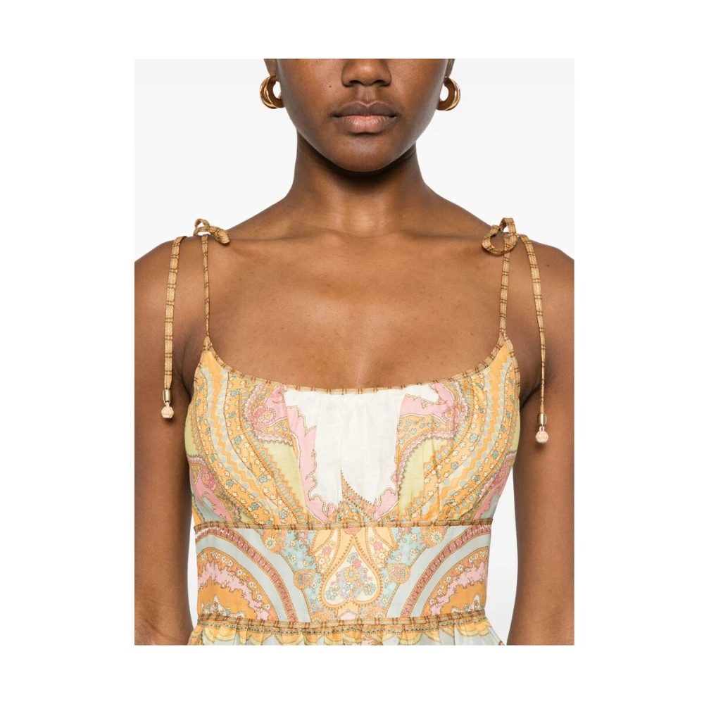 Zimmermann Gele Vierkante Hals Jurk Yellow Dames