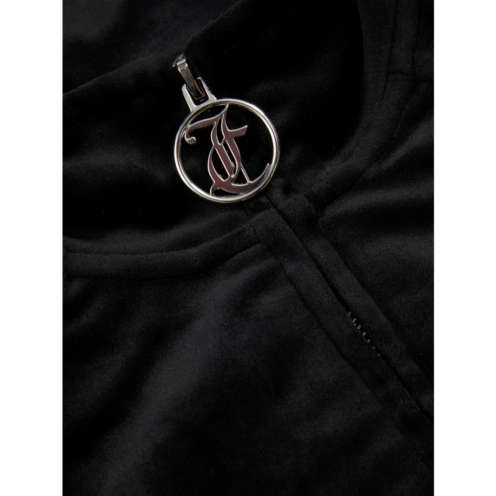 Juicy Couture Zwart Velours Cropped Track Jacket Black Dames