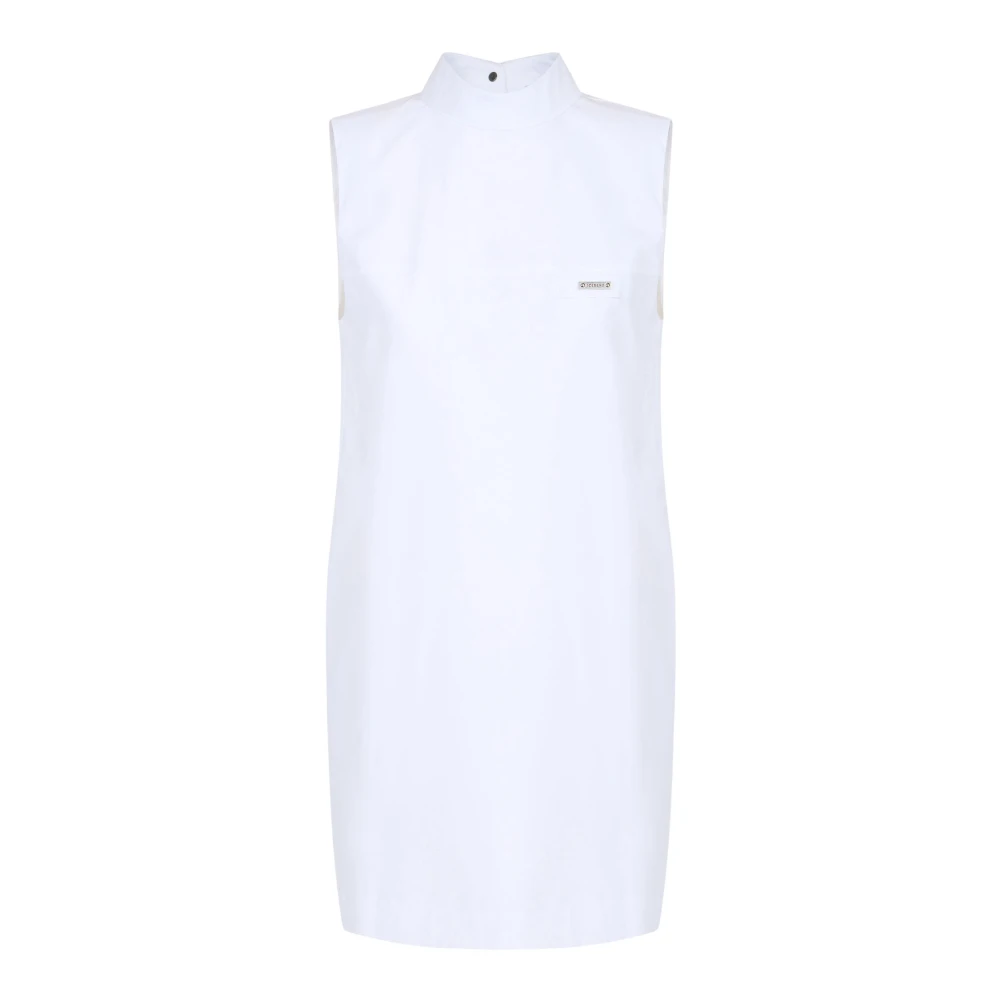 Iceberg White Comfort Fit Sleeveless Dress In Bonded Poplin - Female - Summer Dresses - S - Dresses