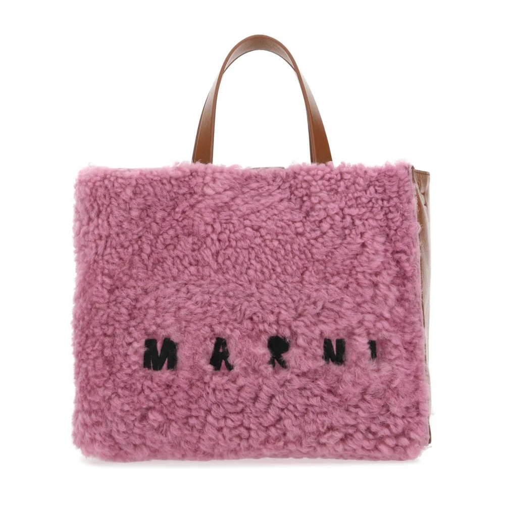 Marni Teddy Leren Winkelmand Purple Dames