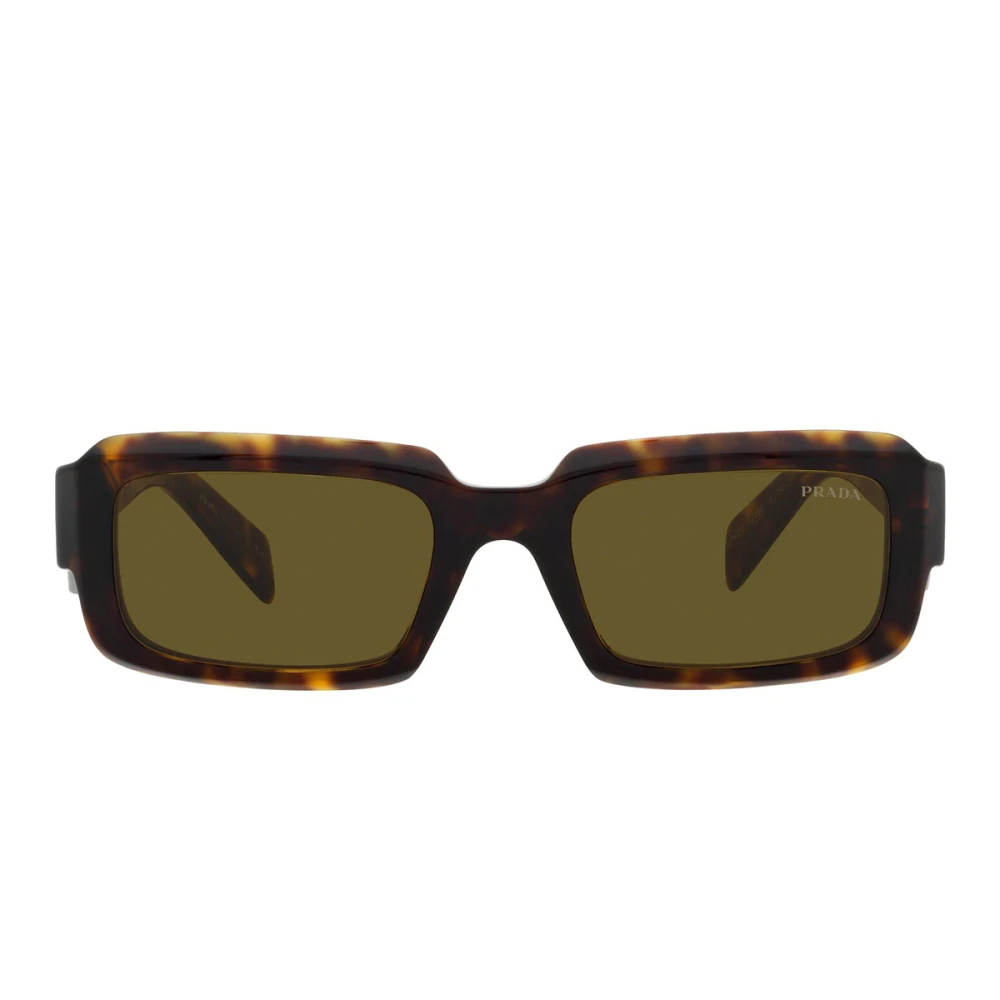 Rektangulære solbriller med skildpadde-farvet stel og mørkebrune linser