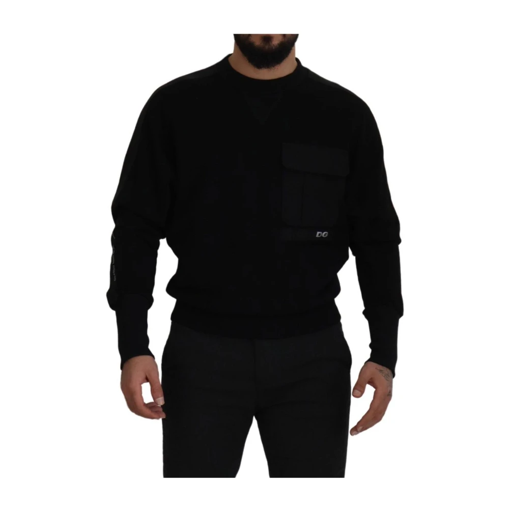 Dolce & Gabbana Black Cotton Crewneck Sweatshirt Sweater - IT44 | XS - Image 2